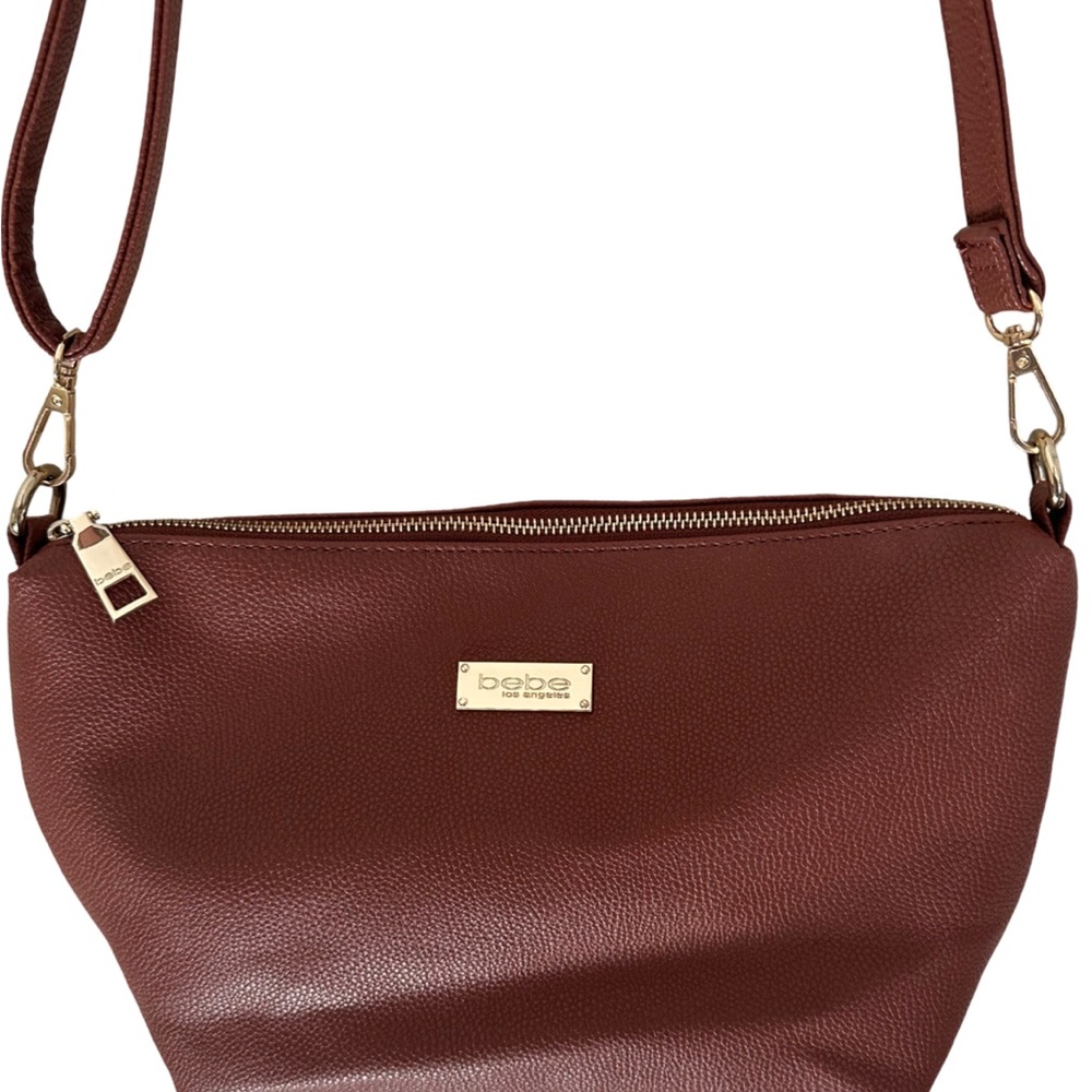Bebe Los Angeles Brown Crossbody Bag with Gold Hardware